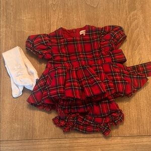 Red Plaid Baby Dress with Janie and Jack White Tights